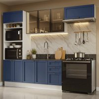 Armário de Cozinha Completa 270 cm Branco/Azul Vik Madesa 07