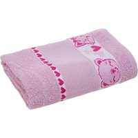 Toalha de Banho Infantil Barra Ponto Cruz 100% Algodão 75x110cm Bene Casa Rosa