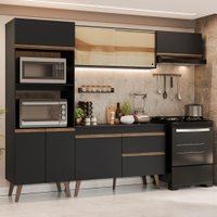 Armário de Cozinha Completa 260 cm Preto Pieta Madesa XA