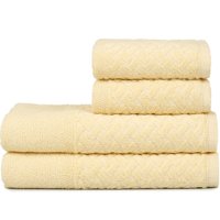 Jogo de Toalhas 4 Pçs Banho e Rosto Finesse 380g/m² 100% Algodão Atlântica Amarelo Citrino