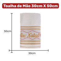 Kit 50 Toalhas de Mãos e Lavabo Natalina 30x50cm 100% Algodão 400g/m² Bene Casa Cream/Vermelha/Pérola