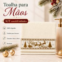 Kit 20 Toalhas de Mãos e Lavabo Natalina 30x50cm 100% Algodão 400g/m² Bene Casa Cream/Vermelha/Pérola