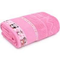 Toalha de Banho Infantil Rosa Barra Ponto Cruz 100% Algodão 75x110cm Bene Casa