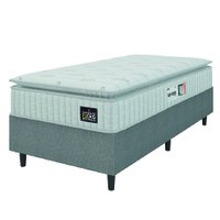 Cama Box Colchão Solteiro Branco  Espuma D33 Vangogh Pillow Top 88x188x67cm Cinza Hellen