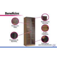 Guarda Roupa Modulado Armário 2Pt Vidro Liga Kappesberg Off