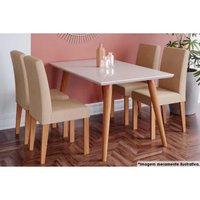 Mesa Sala Jantar Adele + 4 Cad Maia Nature/Bege Cimol