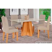 Mesa Jantar Maitê 160 + 6 Cad Maia Nature/Bege Cimol