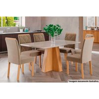 Mesa Jantar Maitê 130 + 6 Cad Maia Cinamomo/Bege Cimol