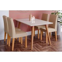 Mesa Sala Jantar Adele + 4 Cad Maia Cinamomo/Bege Cimol