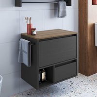 Gabinete de Banheiro com 1 Porta 1 Gaveta Toalheiro 60cm Suspenso Multimóveis CRPRO-BAL024 Mel/Grafite