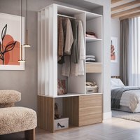 Guarda-Roupa Closet com 1 Porta e 1 Gaveta 100cm Multimóveis CRPRO-CLO002 Branco/Madeirado