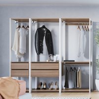 Guarda-Roupa Closet Modulado com 4 Gavetas 160cm Multimóveis CRPRO-CLO006 Branco/Madeirado