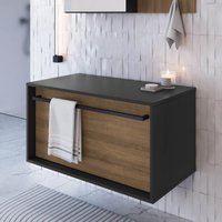 Gabinete de Banheiro com 1 Gaveta Toalheiro Suspenso 80cm Multimóveis CRPRO-BAL015 Mel/Grafite