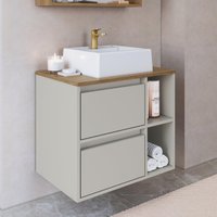 Gabinete de Banheiro com Cuba 1 Porta 1 Gaveta 60cm Suspenso Multimóveis CRPRO-BAL019 Mel/Arenas