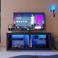 Rack para TV até 55 Polegadas Gamer com LED e 2 Prateleiras de Vidro Multimóveis CRPRO-RCK030 Preto