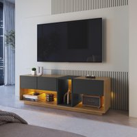 Rack para TV até 55 Polegadas com LED e 3 Gavetas Multimóveis CRPRO-RCK031 Mel/Grafite