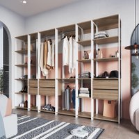 Guarda-Roupa Closet Modulado com 6 Gavetas 320cm Multimóveis CRPRO-CLO009 Branco/Madeirado