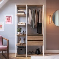 Guarda-Roupa Closet Modulado com 2 Gavetas 100cm Multimóveis CRPRO-CLO005 Branco/Madeirado