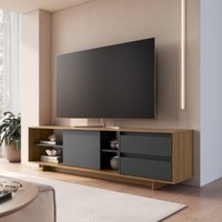 Rack para TV até 65 Polegadas com 1 Porta e 2 Gavetas Multimóveis CRPRO-RCK033 Mel/Grafite