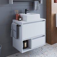 Gabinete Banheiro com Cuba 1 Porta 1 Gaveta Toalheiro 60cm Suspenso Multimóveis CRPRO-BAL016 Branco