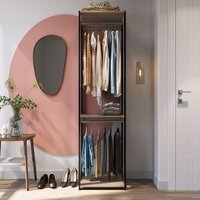 Guarda-Roupa Closet com 2 Cabideiros 60cm Multimóveis CRPRO-CLO003 Preto/Madeirado