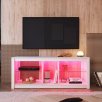 Rack para TV até 55 Polegadas Gamer com LED e 2 Prateleiras de Vidro Multimóveis CRPRO-RCK030 Branco