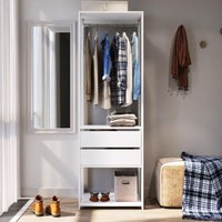 Guarda-Roupa Closet com 2 Gavetas e Cabideiro 60cm Multimóveis CRPRO-CLO001 Branco