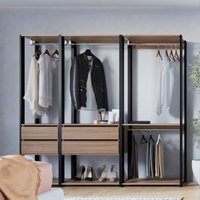 Guarda-Roupa Closet Modulado com 4 Gavetas 160cm Multimóveis CRPRO-CLO006 Preto/Madeirado