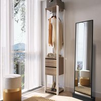 Guarda-Roupa Closet com 2 Gavetas e Cabideiro 40cm Multimóveis CRPRO-CLO004 Branco/Madeirado