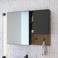 Espelheira de Banheiro com 2 Portas e Nichos 80cm Multimóveis CRPRO-EPL005 Mel/Grafite