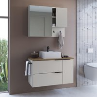Conjunto Banheiro Gabinete com Cuba e Espelheira Toalheiro 80cm Suspenso Multimóveis CRPRO-CON036 Mel/Arenas