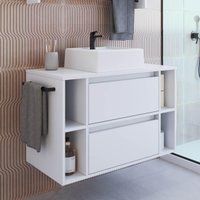 Gabinete de Banheiro com Cuba 1 Porta 1 Gaveta Toalheiro 80cm Suspenso Multimóveis CRPRO-BAL022 Branco