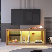 Rack para TV até 55 Polegadas Gamer com LED e 2 Prateleiras de Vidro Multimóveis CRPRO-RCK030 Mel/Arenas