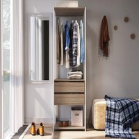 Guarda-Roupa Closet com 2 Gavetas e Cabideiro 60cm Multimóveis CRPRO-CLO001 Branco/Madeirado