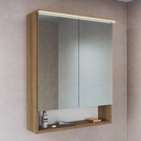 Espelheira de Banheiro com LED 2 Portas e Nicho 60cm Multimóveis CRPRO-EPL007 Mel