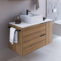 Gabinete de Banheiro com Cuba 2 Portas 1 Gaveta Toalheiro 80cm Suspenso Multimóveis CRPRO-BAL014 Mel/Branco