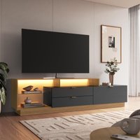 Rack para TV até 55 Polegadas com LED 1 Porta e 2 Gavetas Multimóveis CRPRO-RCK008 Mel/Grafite