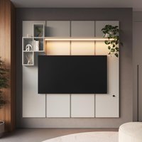 Painel para TV até 55 Polegadas com LED 1 Prateleira e 4 Nichos Multimóveis CRPRO-PTV024 Arenas