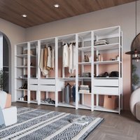 Guarda-Roupa Closet Modulado com 6 Gavetas 320cm Multimóveis CRPRO-CLO009 Branco