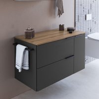 Gabinete de Banheiro com 2 Portas 1 Gaveta e Toalheiro 80cm Suspenso Multimóveis CRPRO-BAL013 Mel/Grafite