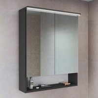 Espelheira de Banheiro com LED 2 Portas e Nicho 60cm Multimóveis CRPRO-EPL007 Grafite