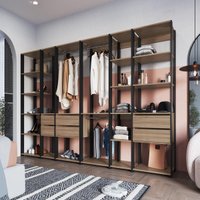 Guarda-Roupa Closet Modulado com 6 Gavetas 320cm Multimóveis CRPRO-CLO009 Preto/Madeirado