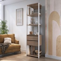 Estante de Escritório com 2 Gavetas e 3 Prateleiras 60cm Multimóveis CRPRO-EST010 Branco/Madeirado