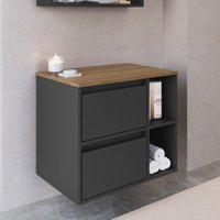 Gabinete de Banheiro com 1 Porta 1 Gaveta 2 Nichos 60cm Suspenso Multimóveis CRPRO-BAL023 Mel/Grafite