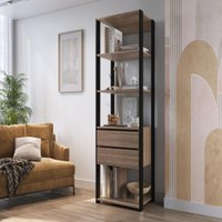 Estante de Escritório com 2 Gavetas e 3 Prateleiras 60cm Multimóveis CRPRO-EST010 Preto/Madeirado