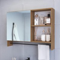 Espelheira de Banheiro com 1 Porta 2 Nichos Toalheiro 80cm Multimóveis CRPRO-EPL006 Mel