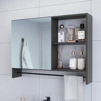 Espelheira de Banheiro com 1 Porta 2 Nichos Toalheiro 80cm Multimóveis CRPRO-EPL006 Grafite