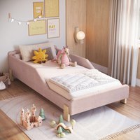 Cama Infantil Sentir Solteiro Estofada Rosa Completa Móveis