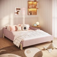 Cama Infantil Sentir Casal Estofada Rosa Completa Móveis
