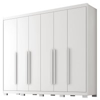Guarda Roupa Casal 6 Portas 6 Gavetas MDF Platina 236 cm Branco Absoluto ZANZ